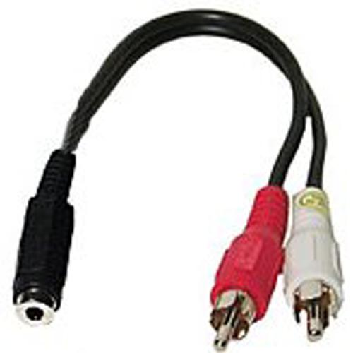 GlobalTone Splitter "Y" for audio cables 1xF 3.5mm / 2xM RCA 6 inches - - Mounts For Less