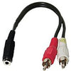 GlobalTone Splitter "Y" for audio cables 1xF 3.5mm / 2xM RCA 6 inches - - Mounts For Less