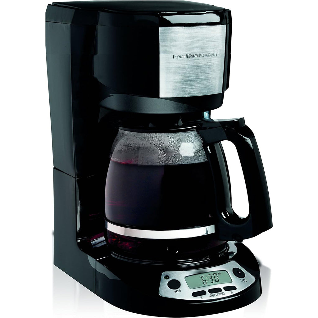 Hamilton Beach - Programmable Coffee Maker, 12 Cup Capacity, 3 Brewing Options, Black - - Mounts For Less