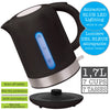 Hauz - Cordless Kettle with LED Lighting, 1.7 Liter Capacity, Black - - Mounts For Less