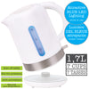 Hauz - Cordless Kettle with LED Lighting, 1.7 Liter Capacity, White - - Mounts For Less