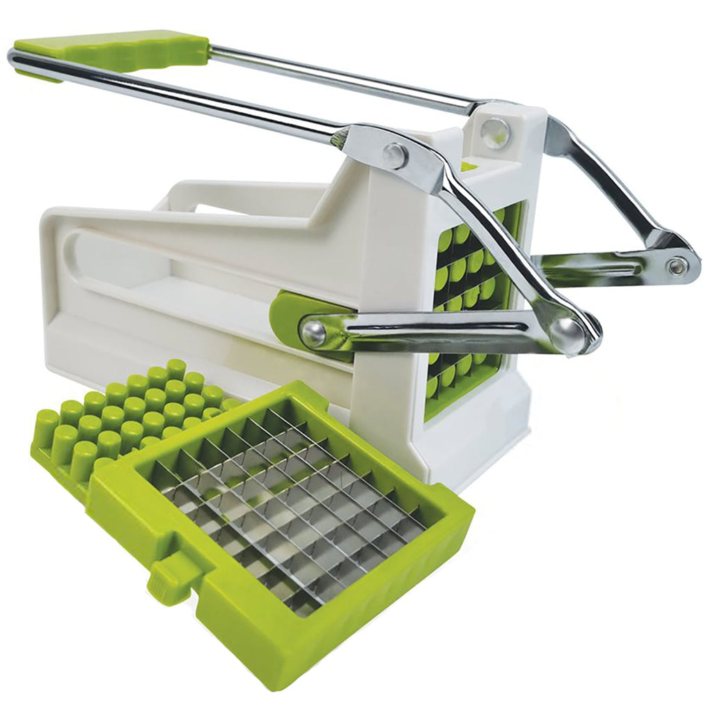 Hauz - French Fry Cutter with 2 Blades and Non-Slip Suction Cup Base, Green - - Mounts For Less