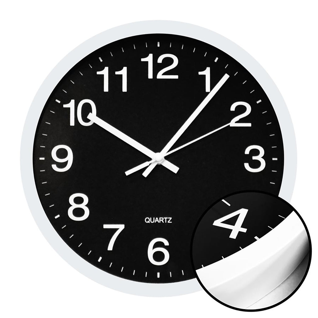 Hauz - Round Wall Clock, 10" Diameter, Quartz Precision, Black - - Mounts For Less