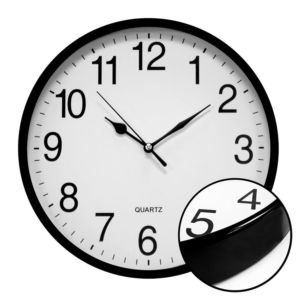 Hauz - Round Wall Clock, 10" Diameter, Quartz Precision, Black - - Mounts For Less