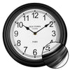 Hauz - Round Wall Clock, 12" Diameter, Quartz Precision, Black - - Mounts For Less