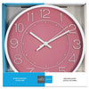 Hauz - Round Wall Clock, 12" Diameter, Quartz Precision, Pink - - Mounts For Less
