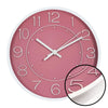 Hauz - Round Wall Clock, 12" Diameter, Quartz Precision, Pink - - Mounts For Less