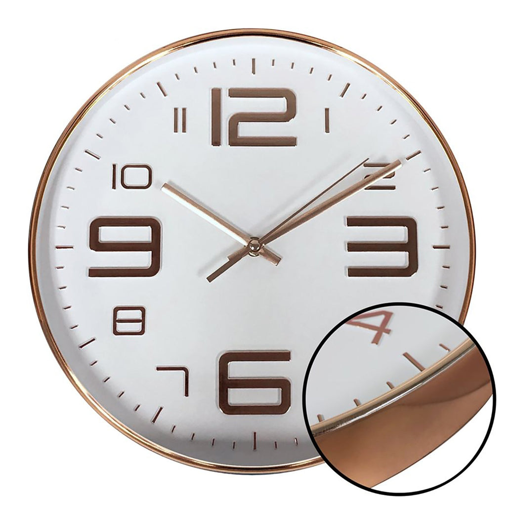 Hauz - Round Wall Clock, 12" Diameter, Quartz Precision, White - - Mounts For Less