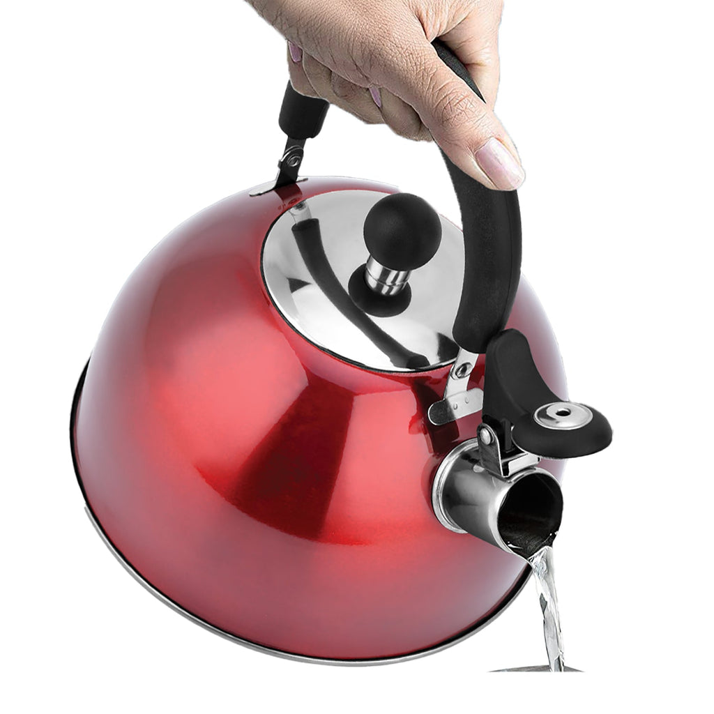 Hauz - Stainless Steel Whistling Kettle, 2 Litre Capacity, Red - - Mounts For Less