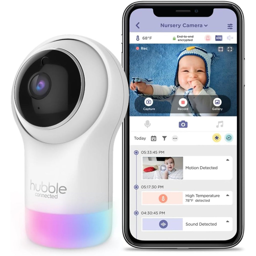 Hubble - Nursery Pal Glow Smart HD Baby Monitor with Night Light, White - - Mounts For Less