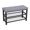 ITY International - Metal Bench with Shoe Storage, Padded Seat, Gray - - Mounts For Less