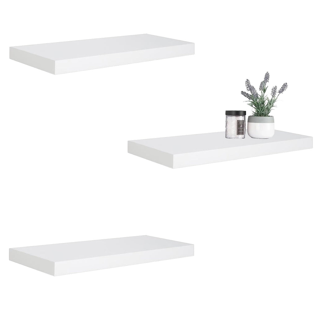 ITY International - Set of 3 Wall Mounted Floating Shelves, 23.6" x 9.25" x 1.5", White - - Mounts For Less