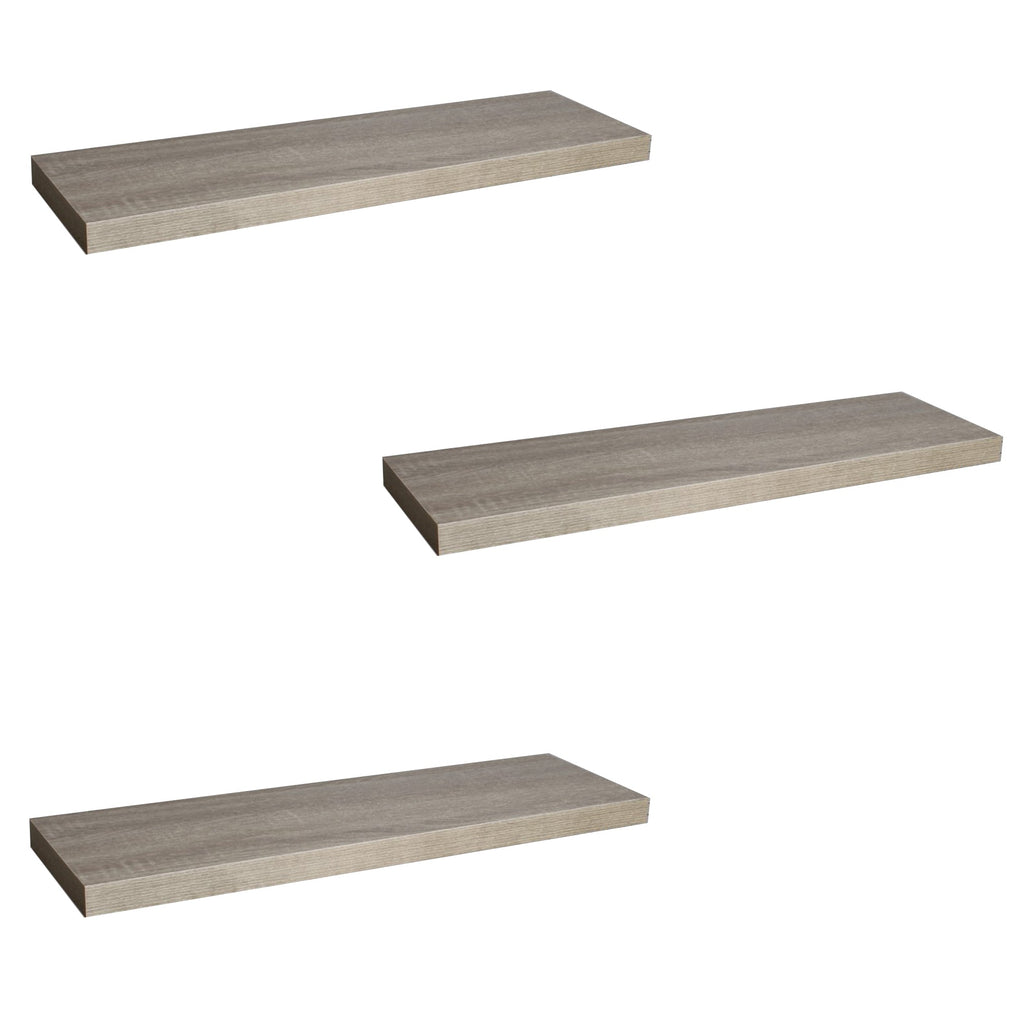 ITY International - Set of 3 Wall Mounted Floating Shelves, 31.5" x 9.25" x 1.5", Taupe Grey - - Mounts For Less