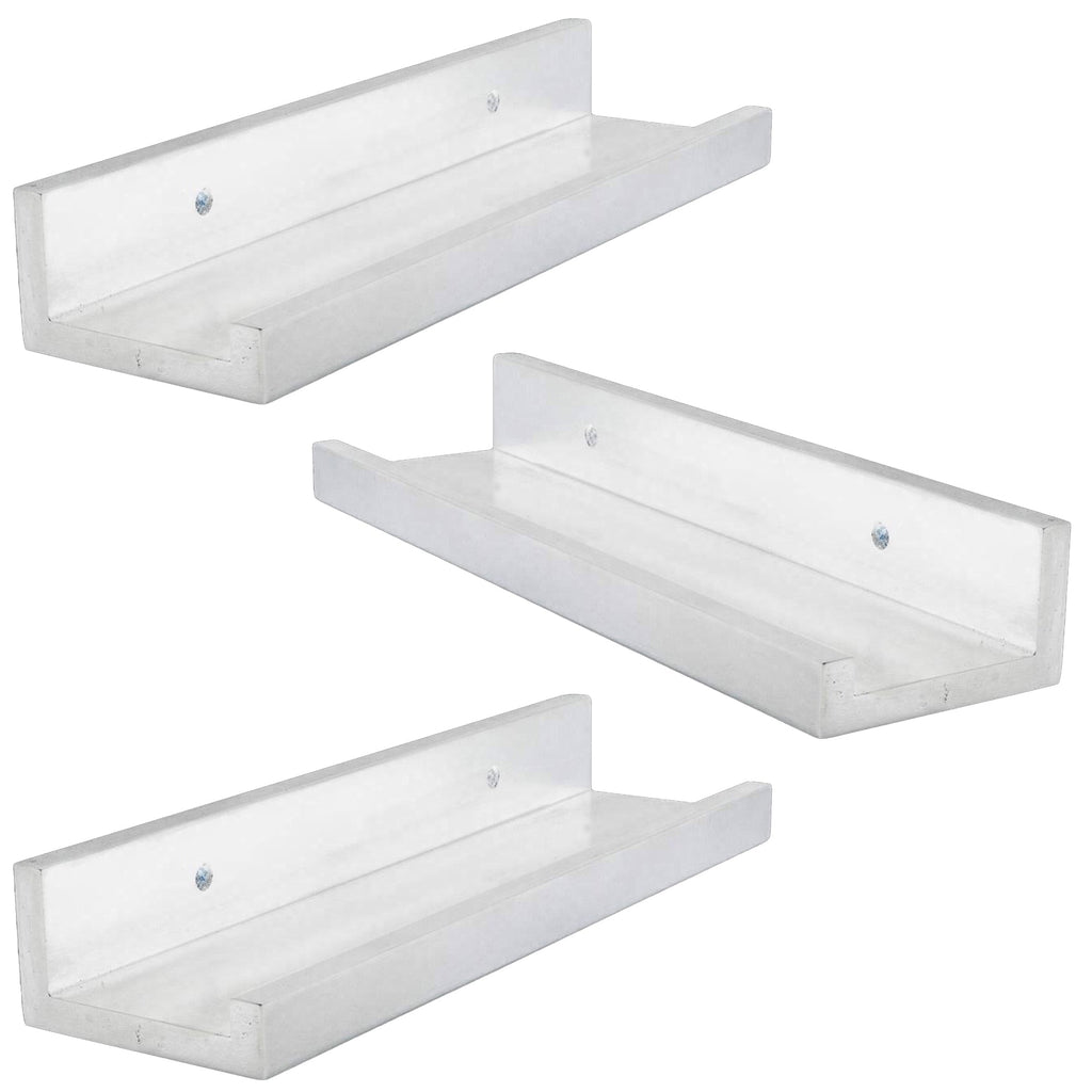 ITY International - Set of 3 Wall Shelves with Raised Lip, 27.55"x3.75"x2", White - - Mounts For Less