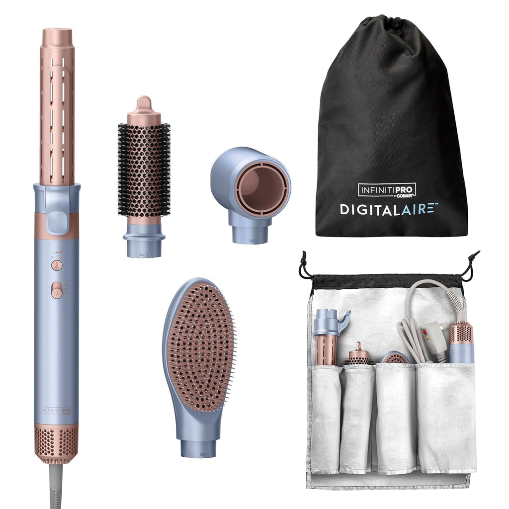 InfinitiPRO - Hot Air Brush/Styling Wand with Attachments, 1200 Watts, Blue - - Mounts For Less