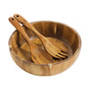 JS Gourmet - 3 Piece Salad Bowl Set with Utensils, Made of Acacia Wood - - Mounts For Less