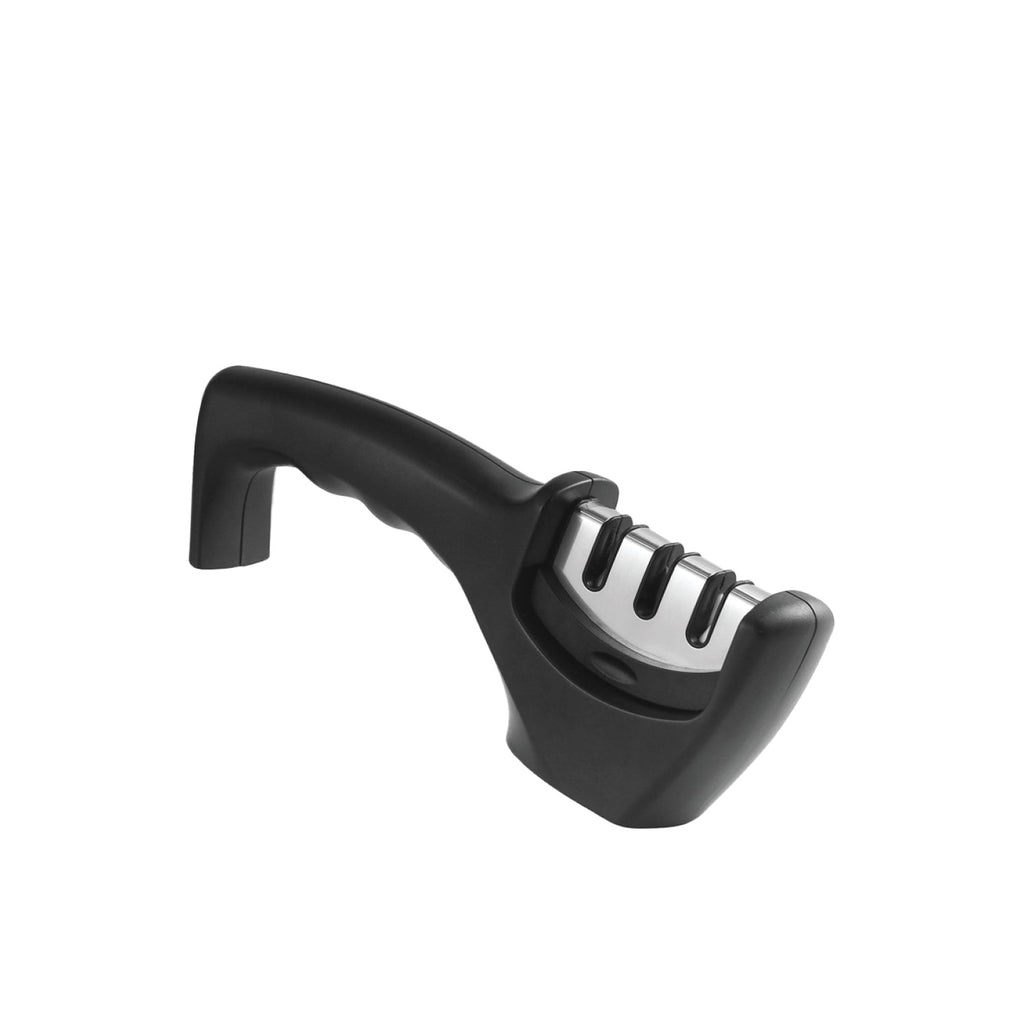 JS Gourmet - 3 Slot Knife Sharpener, Repairs, Restores and Polishes, Black - - Mounts For Less