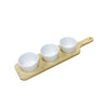 JS Gourmet - 4 Piece Serving Set, Bamboo Tray, Ceramic Bowls - - Mounts For Less