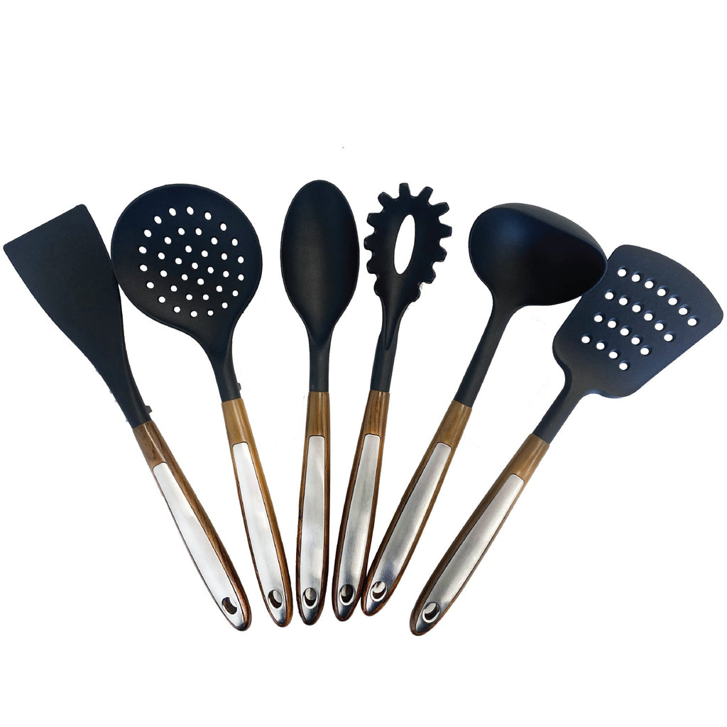JS Gourmet - 6 Piece Kitchen Utensil Set, Heat Resistant, BPA Free, Acacia Wood - - Mounts For Less