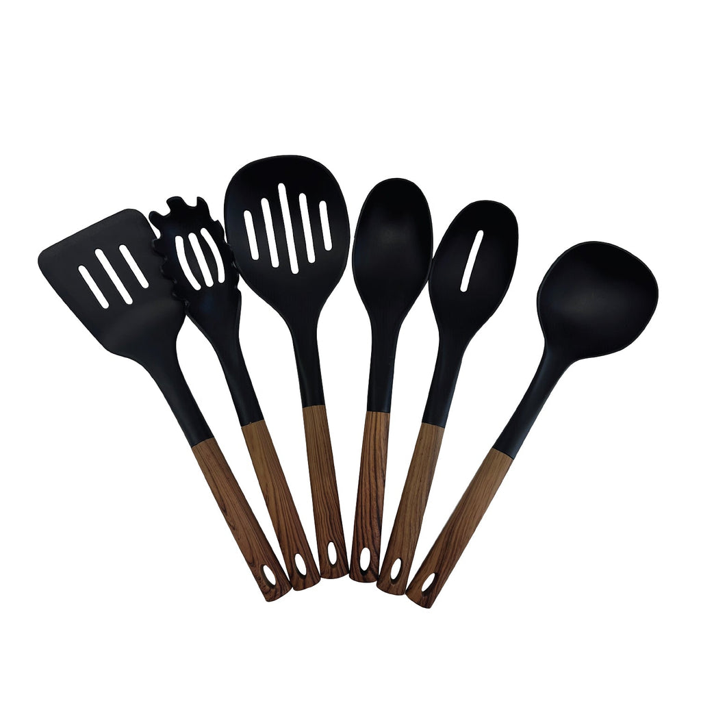 JS Gourmet - 6 Piece Kitchen Utensil Set, Heat Resistant, Bamboo - - Mounts For Less