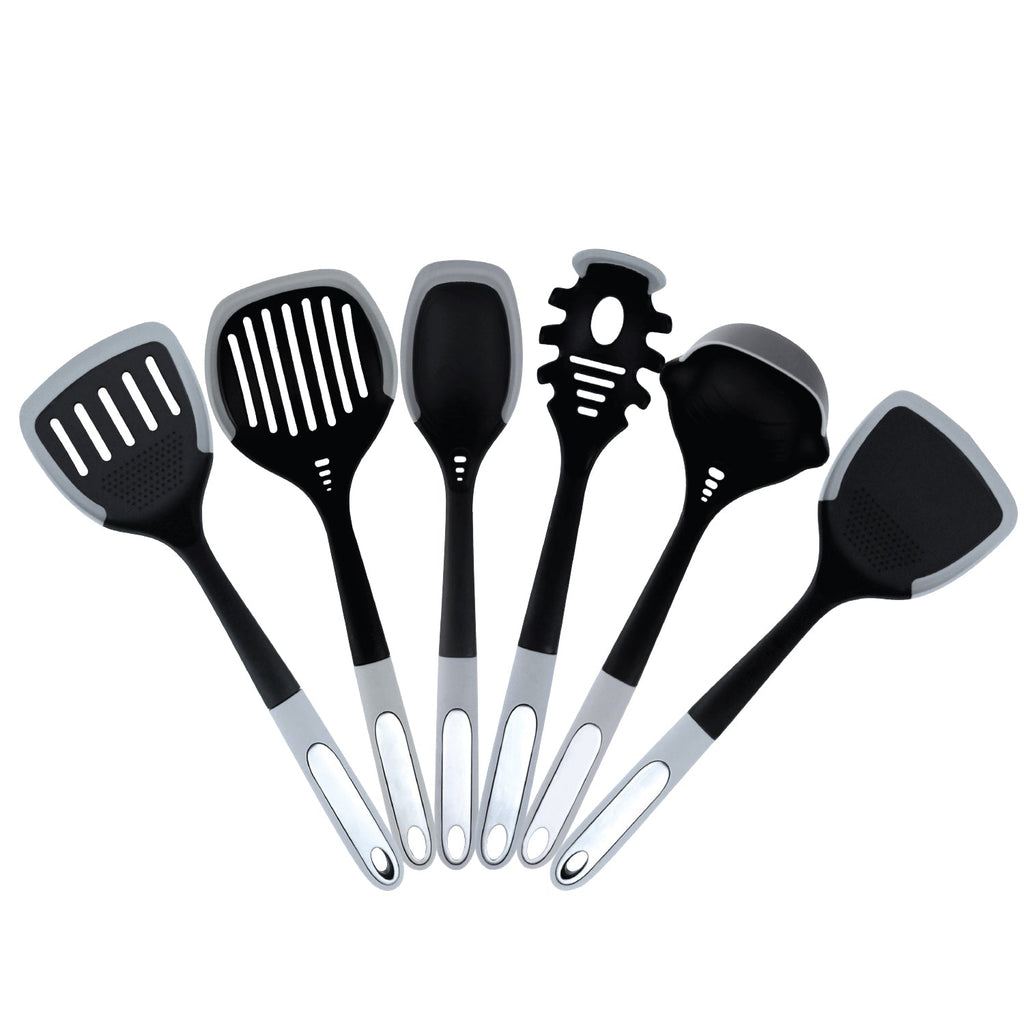 JS Gourmet - 6 Piece Kitchen Utensil Set, Heat Resistant, Grey - - Mounts For Less