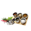 JS Gourmet - 6 Stainless Steel Spice Containers with Magnetic Bamboo Holder - - Mounts For Less