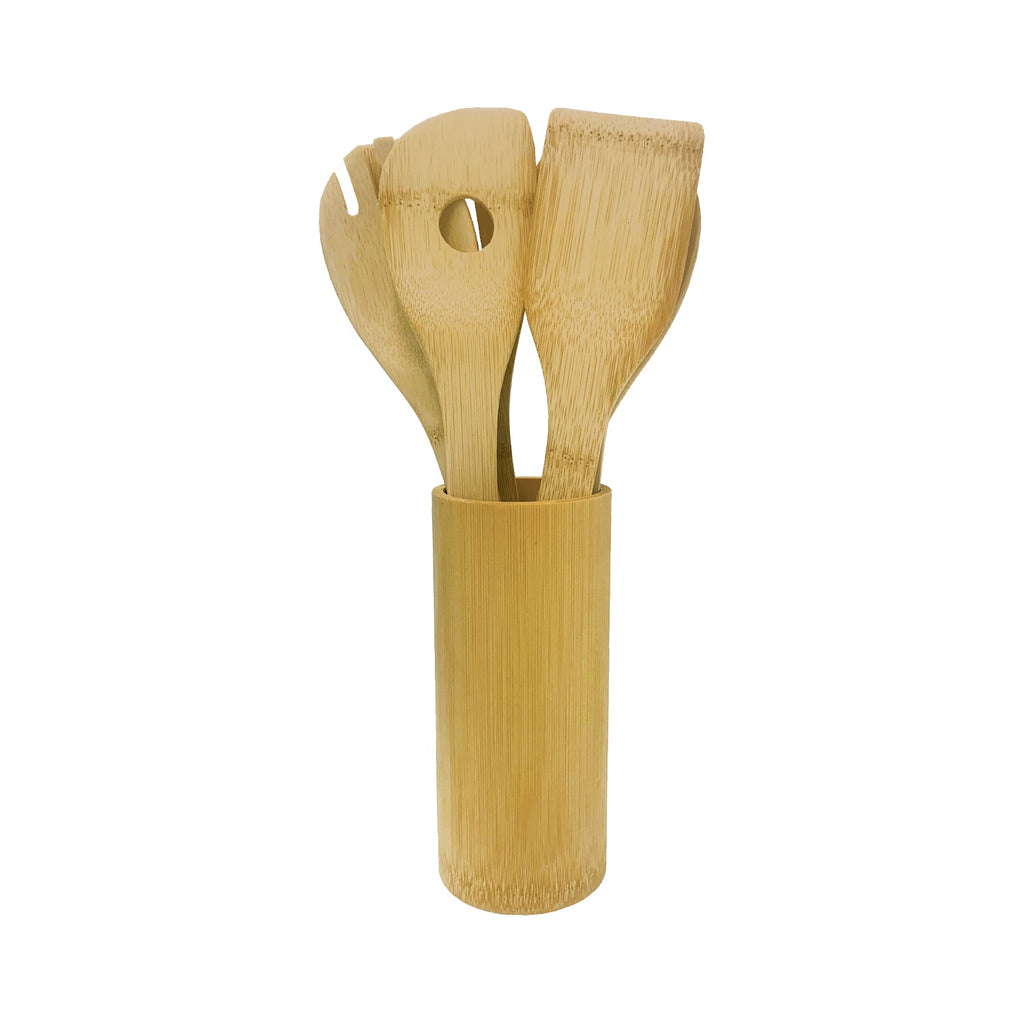 JS Gourmet - 7 Piece Natural Bamboo Kitchen Utensil Set - - Mounts For Less