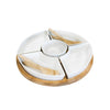JS Gourmet - Appetizer Serving Set, Bamboo Tray, Ceramic Bowls and Spoons - - Mounts For Less