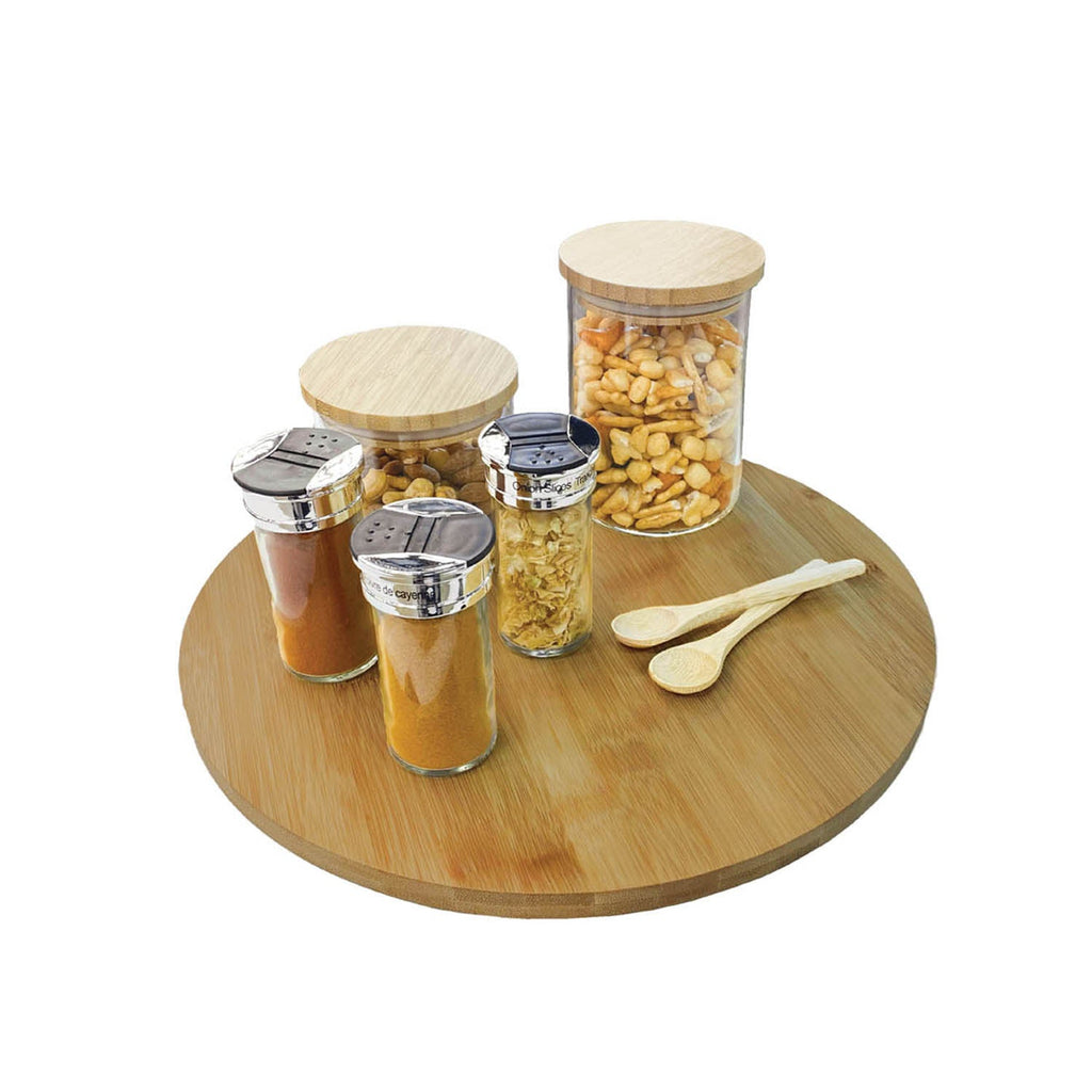 JS Gourmet - Bamboo Lazy Susan Turntable Tray, 14" Diameter - - Mounts For Less