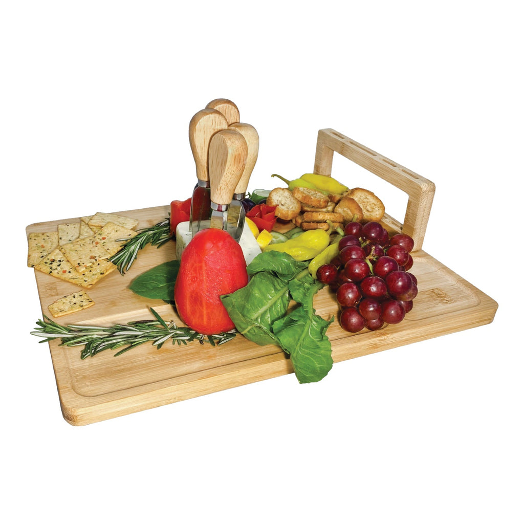 JS Gourmet - Bamboo Serving Tray with 4 Cheese Tools - - Mounts For Less