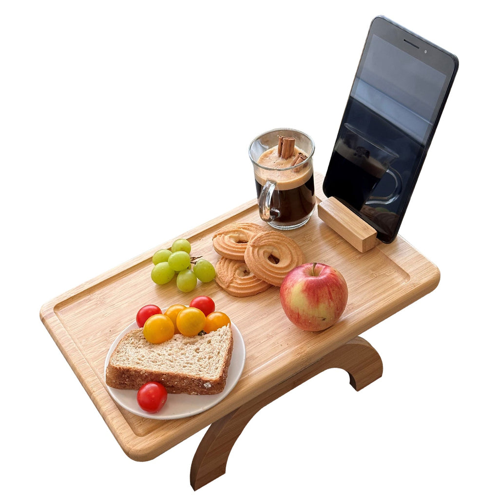 JS Gourmet - Bamboo Sofa Tray with Phone Holder - - Mounts For Less