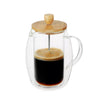 JS Gourmet - Double Wall Glass French Press Coffee Maker, Bamboo Lid, 600ml Capacity - - Mounts For Less