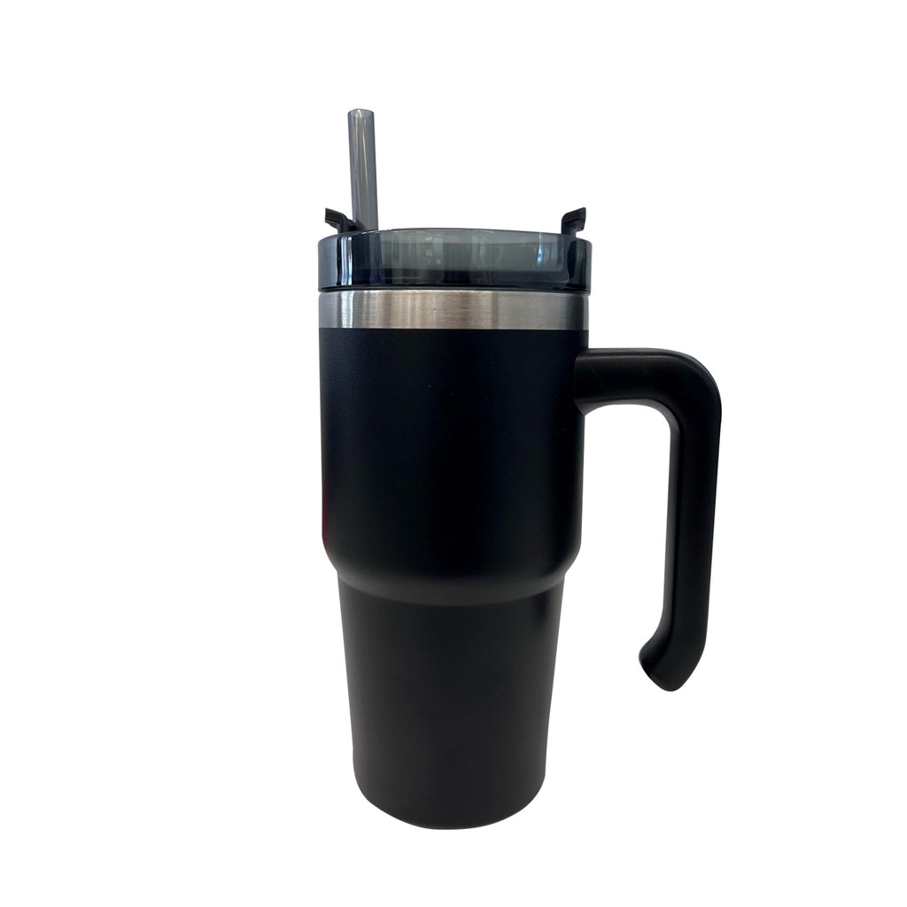 JS Gourmet - Double-Wall Insulated Stainless Steel Travel Mug, 600ml Capacity, Black - - Mounts For Less