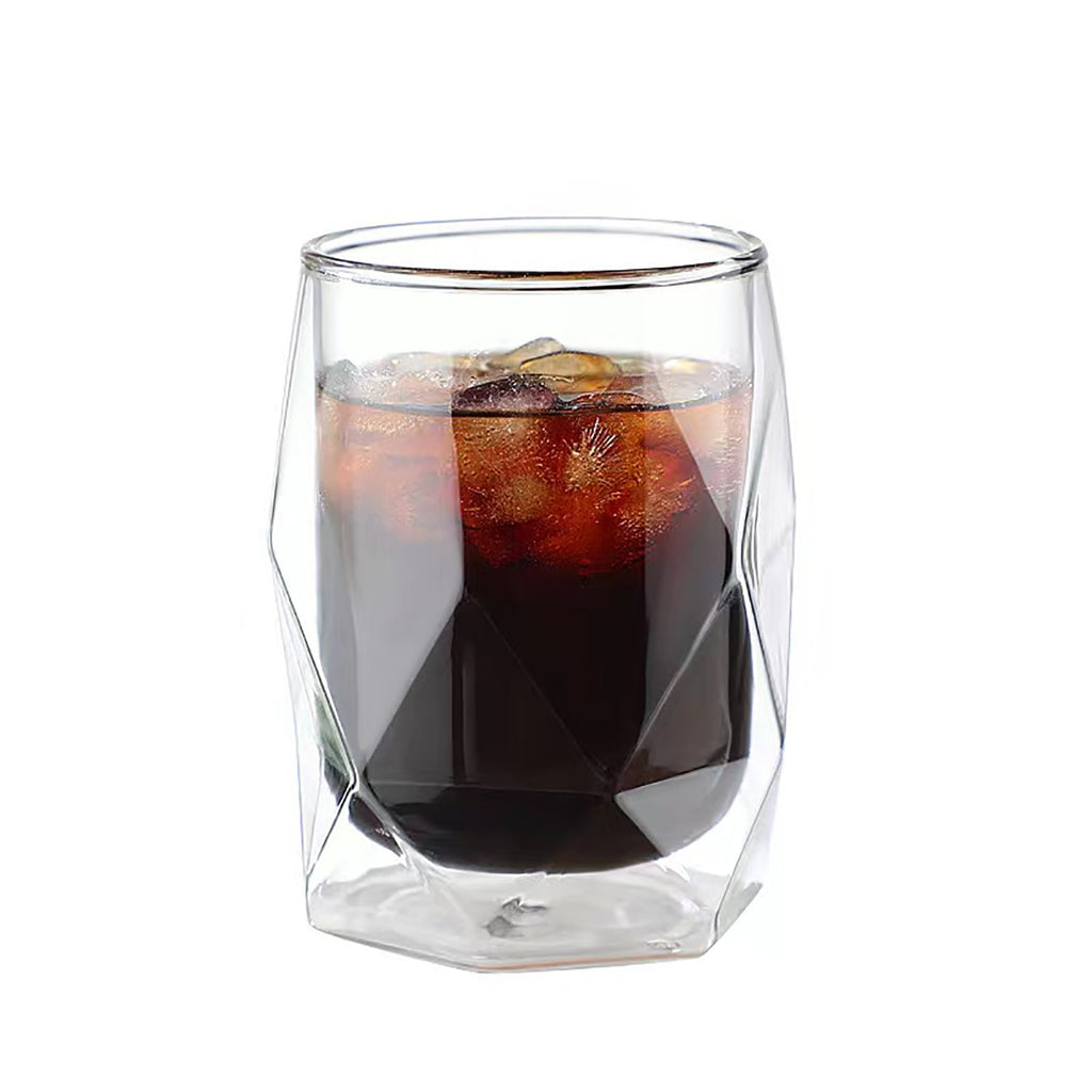 JS Gourmet - Double Walled Geometric Glass, 350ml Capacity - - Mounts For Less