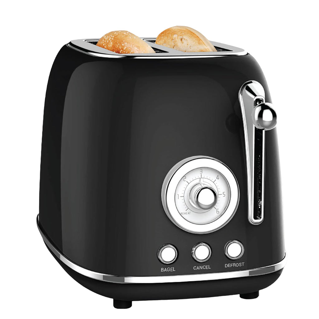 JS Gourmet - Extra-Large 2-Slice Retro Toaster, 6 Browning Levels, 825 Watts, Black - - Mounts For Less
