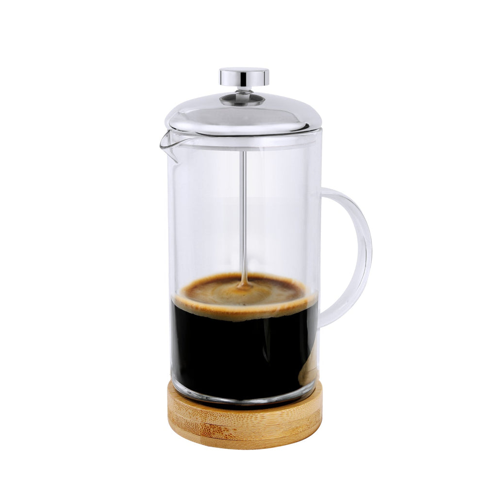 JS Gourmet - Glass French Press Coffee Maker with Bamboo Base, 800ml Capacity - - Mounts For Less