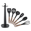 JS Gourmet - Kitchen Utensil Set with Storage Holder, Brown - - Mounts For Less