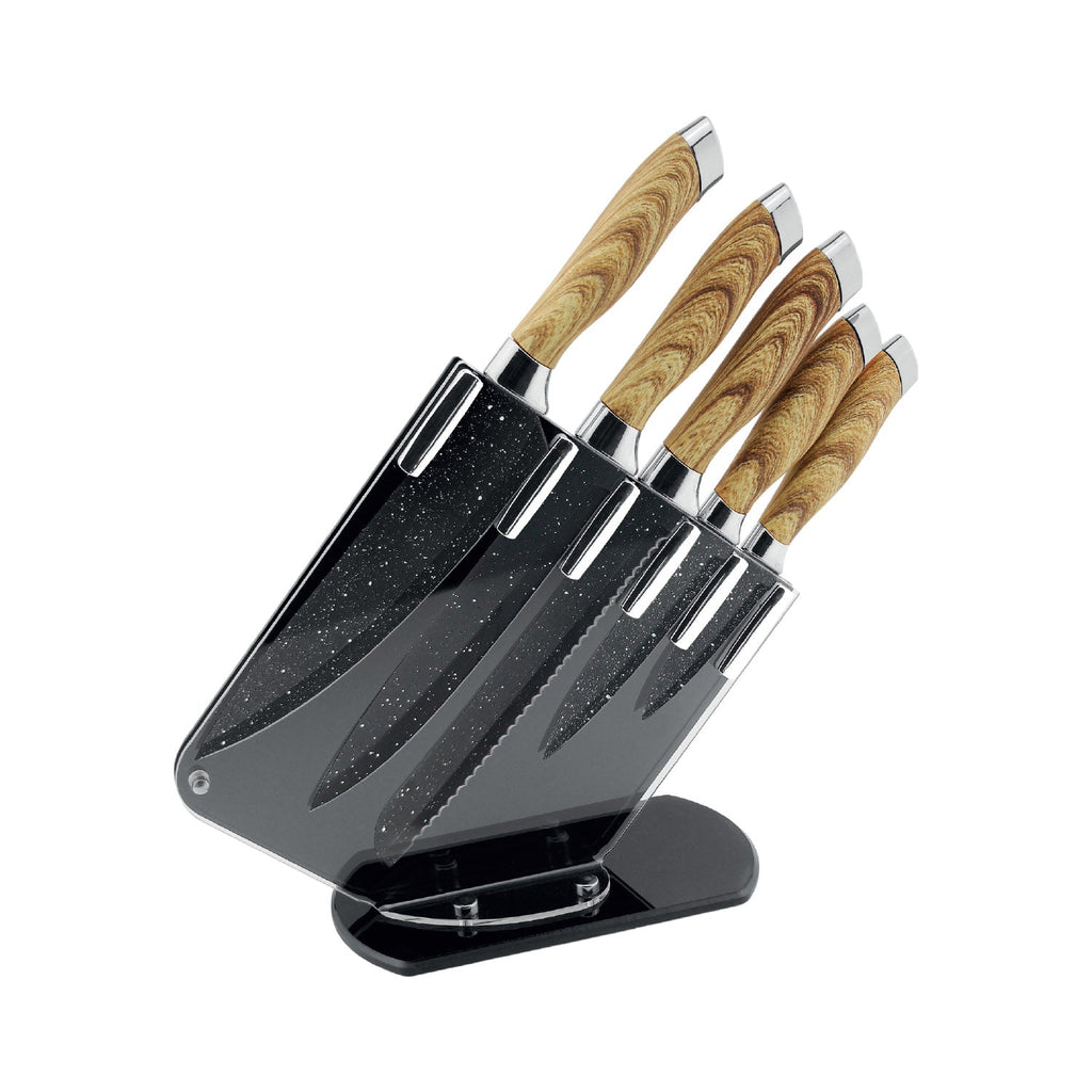 JS Gourmet - Knife Set with Acrylic Storage Holder - - Mounts For Less