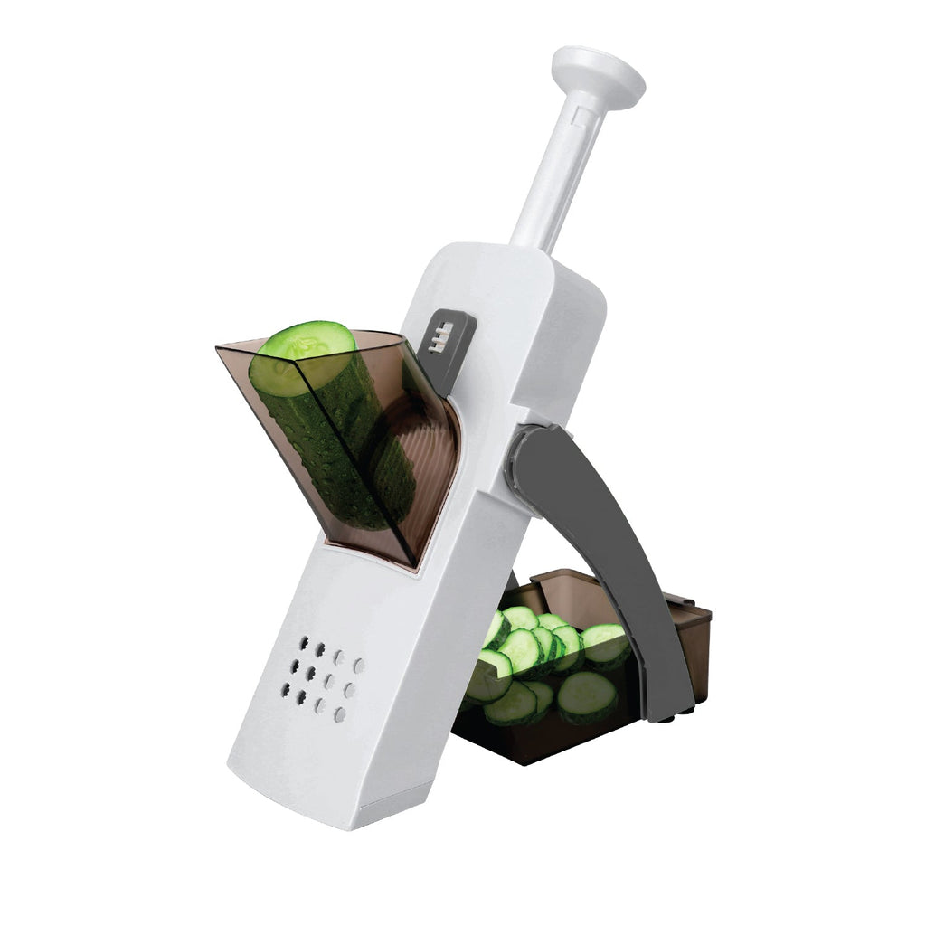 JS Gourmet - Multi-Use Mandoline Slicer with Stainless Steel Blade, Non-Slip Feet, White - - Mounts For Less
