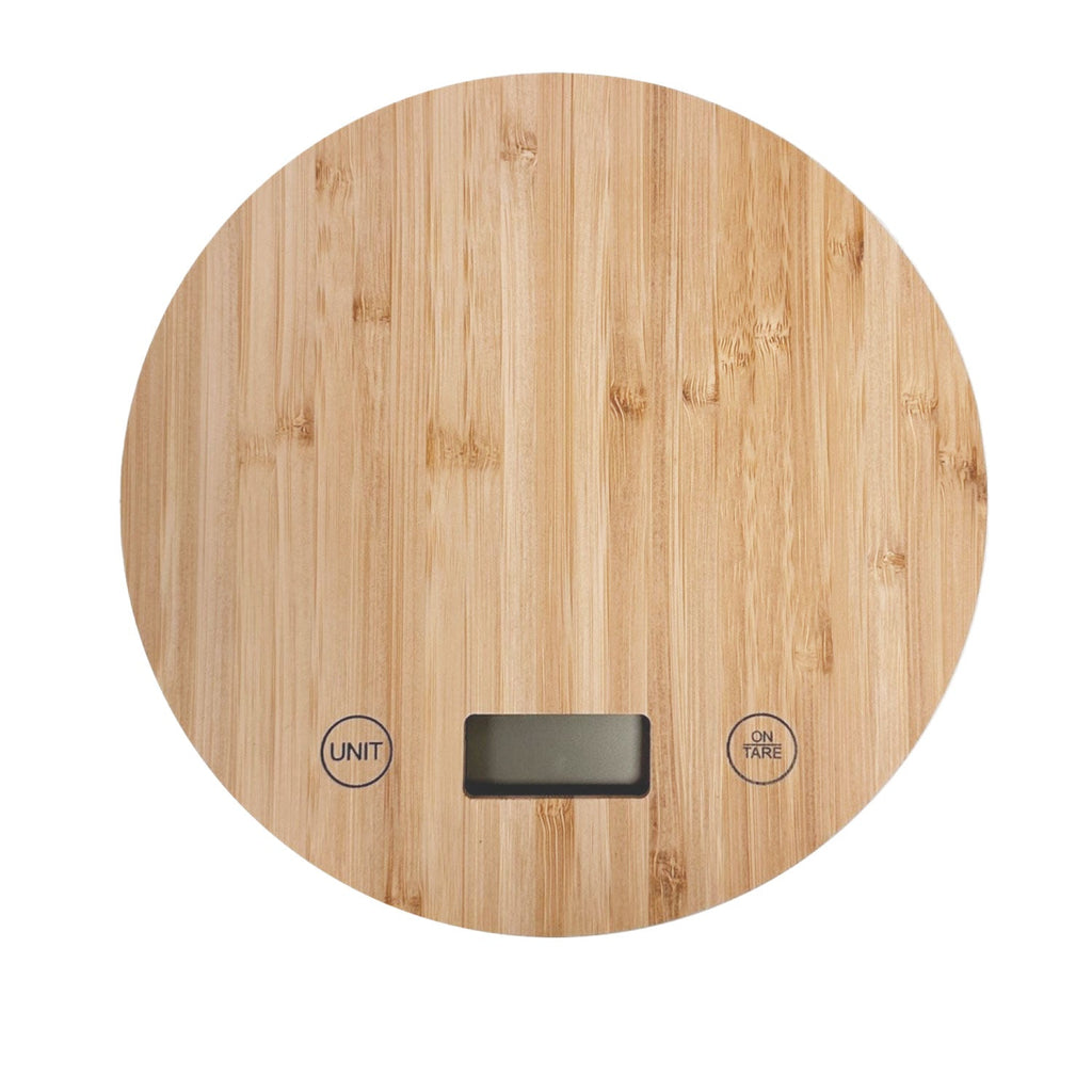 JS Gourmet - Round Digital Kitchen Scale with LCD Display, Made of Bamboo - - Mounts For Less