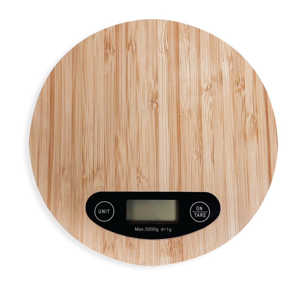 JS Gourmet - Round Digital Kitchen Scale with LCD Display, Made of Bamboo - - Mounts For Less