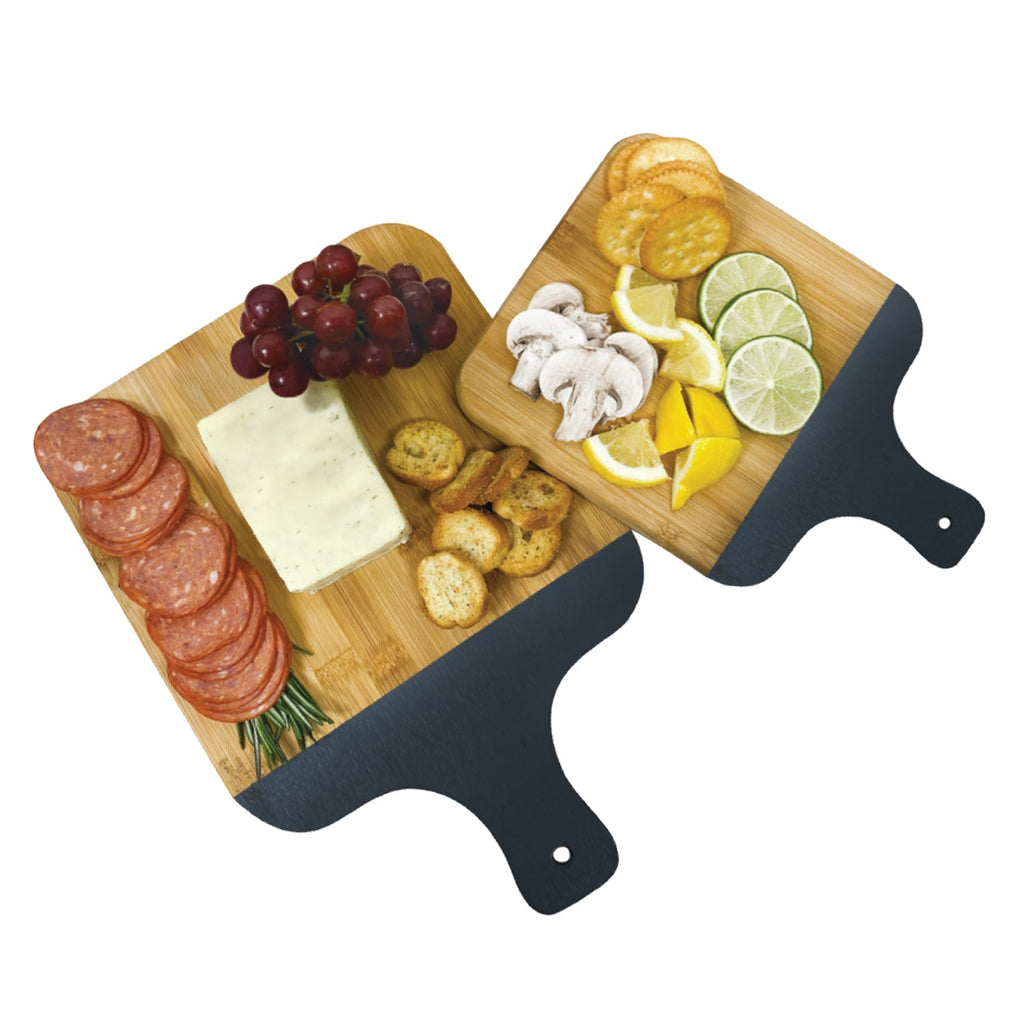 JS Gourmet - Set of 2 Bamboo Serving and Cutting Boards with Black Handle - - Mounts For Less