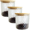 JS Gourmet - Set of 3 Embossed Glass Containers with Airtight Lid, 1000ml Capacity - - Mounts For Less