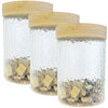 JS Gourmet - Set of 3 Embossed Glass Containers with Airtight Lid, 1300ml Capacity - - Mounts For Less