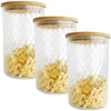 JS Gourmet - Set of 3 Embossed Glass Containers with Airtight Lid, 1500ml Capacity - - Mounts For Less