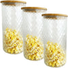 JS Gourmet - Set of 3 Embossed Glass Containers with Airtight Lid, 1800ml Capacity - - Mounts For Less
