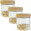 JS Gourmet - Set of 3 Embossed Glass Containers with Airtight Lid, 900ml Capacity - - Mounts For Less