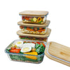 JS Gourmet - Set of 3 Food Containers, Bamboo Lid, Oven Safe - - Mounts For Less