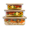 JS Gourmet - Set of 3 Food Containers, Bamboo Lid, Oven Safe - - Mounts For Less