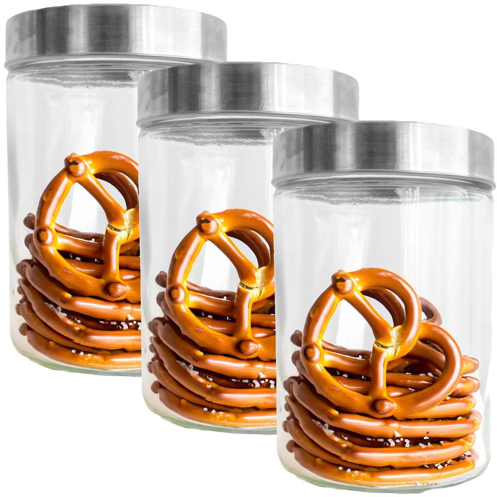 JS Gourmet - Set of 3 Glass Containers with Airtight Lid, 1300ml Capacity - - Mounts For Less